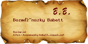 Bozmánszky Babett névjegykártya